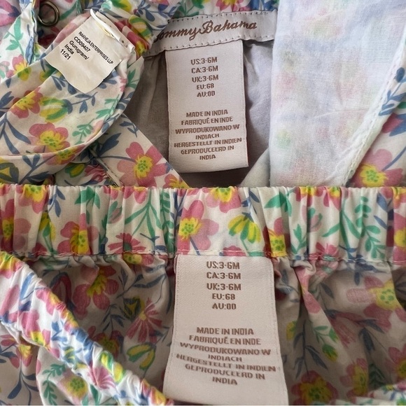 Tommy Bahama Floral 3 Piece Baby Set Dress Bloomers Headband - Picture 8 of 12